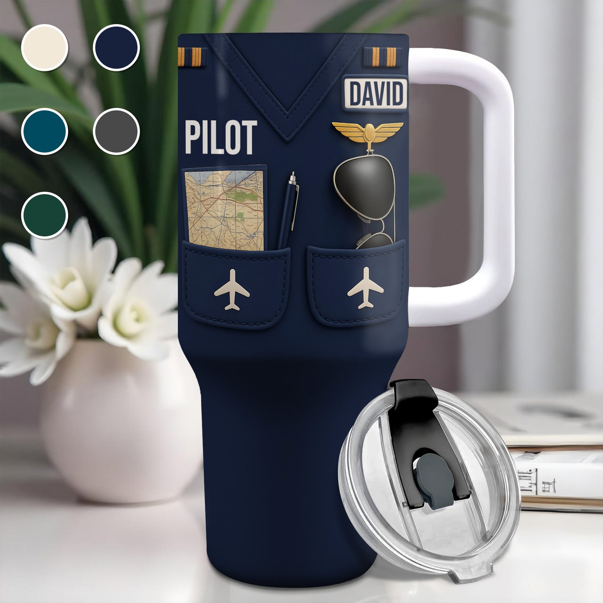 Pilot, Airplane and Map Design Tumbler