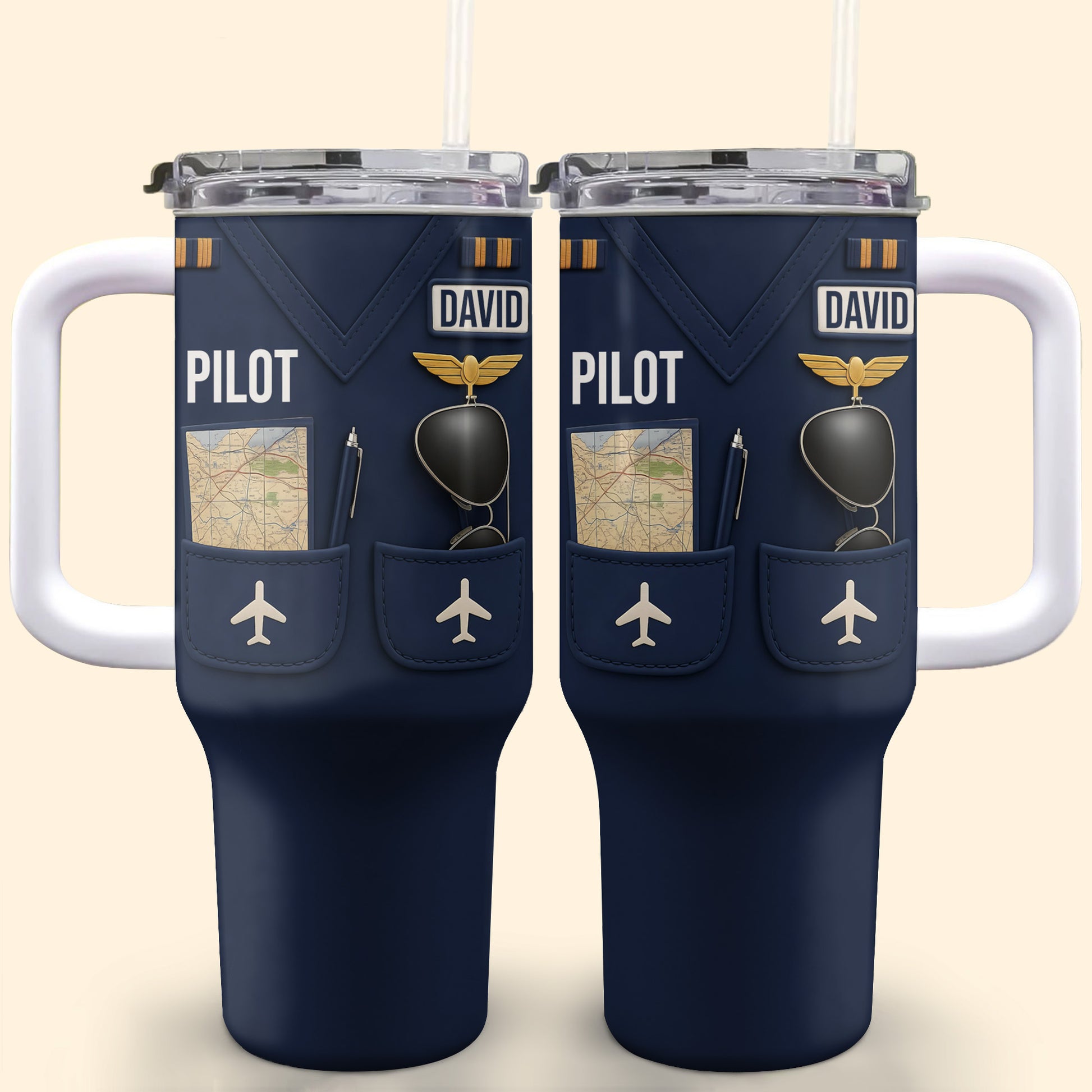 Pilot, Airplane and Map Design Tumbler