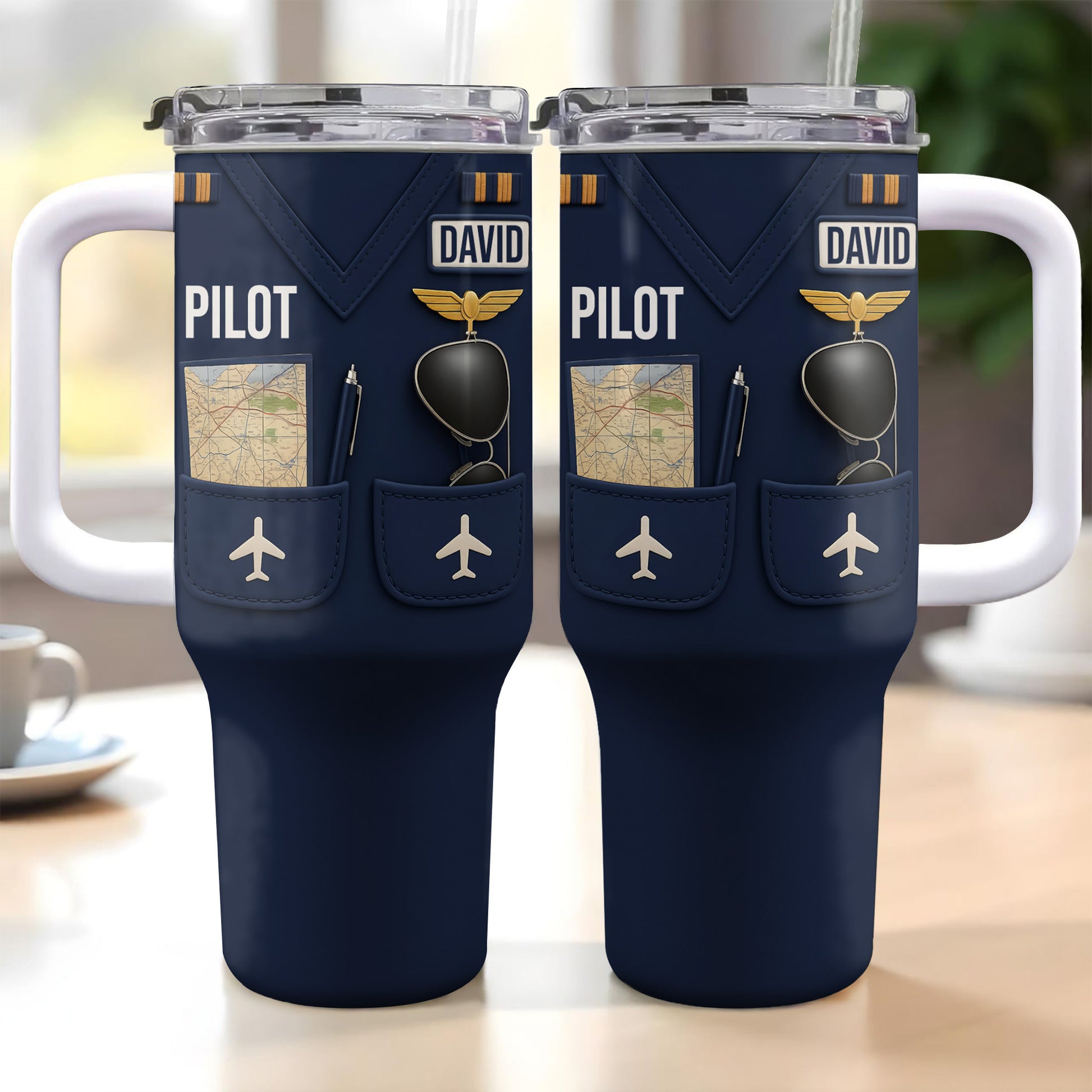 Pilot, Airplane and Map Design Tumbler