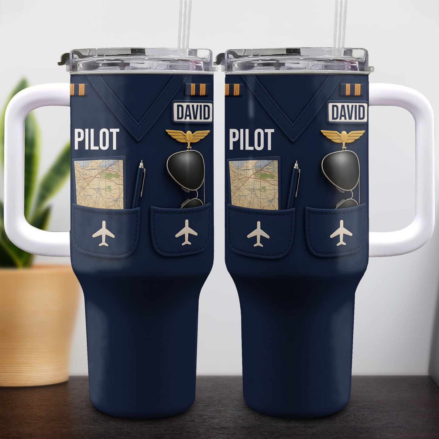 Pilot, Airplane and Map Design Tumbler