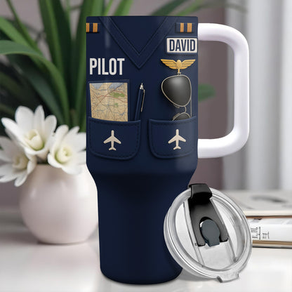 Pilot, Airplane and Map Design Tumbler