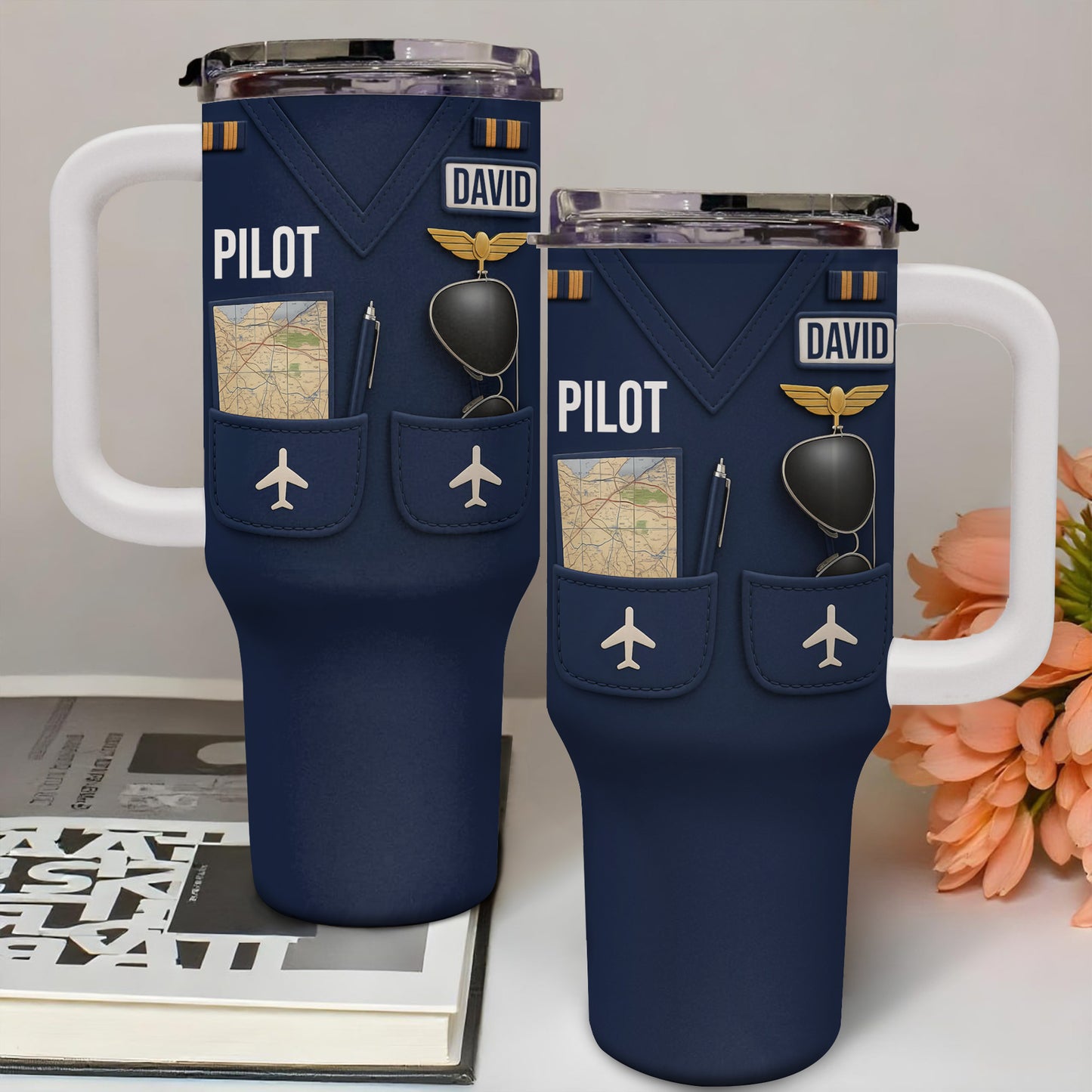 Pilot, Airplane and Map Design Tumbler