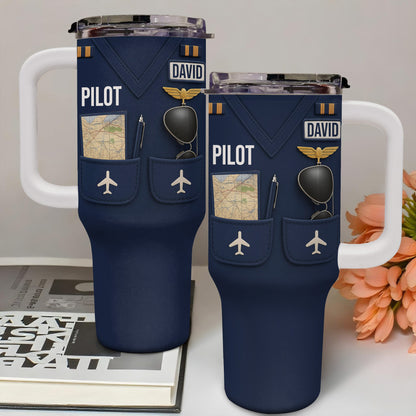 Pilot, Airplane and Map Design Tumbler