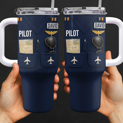 Pilot, Airplane and Map Design Tumbler