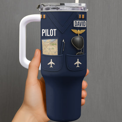 Pilot, Airplane and Map Design Tumbler