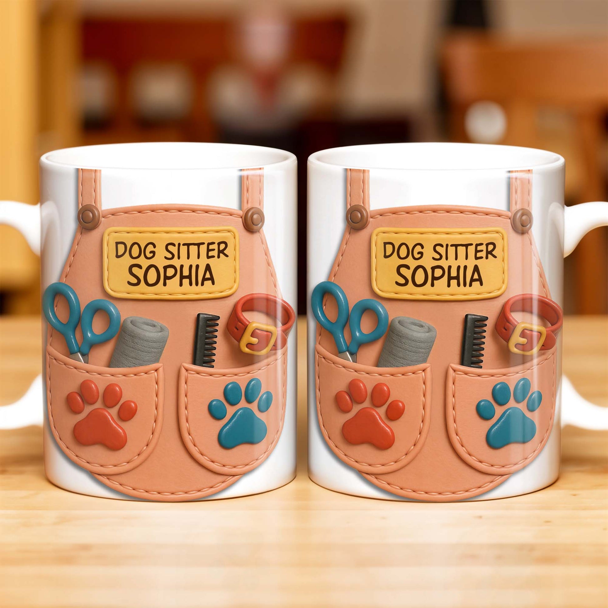 Dog Sitter Customizable Name With Paw Prints And Pet Care Essentials