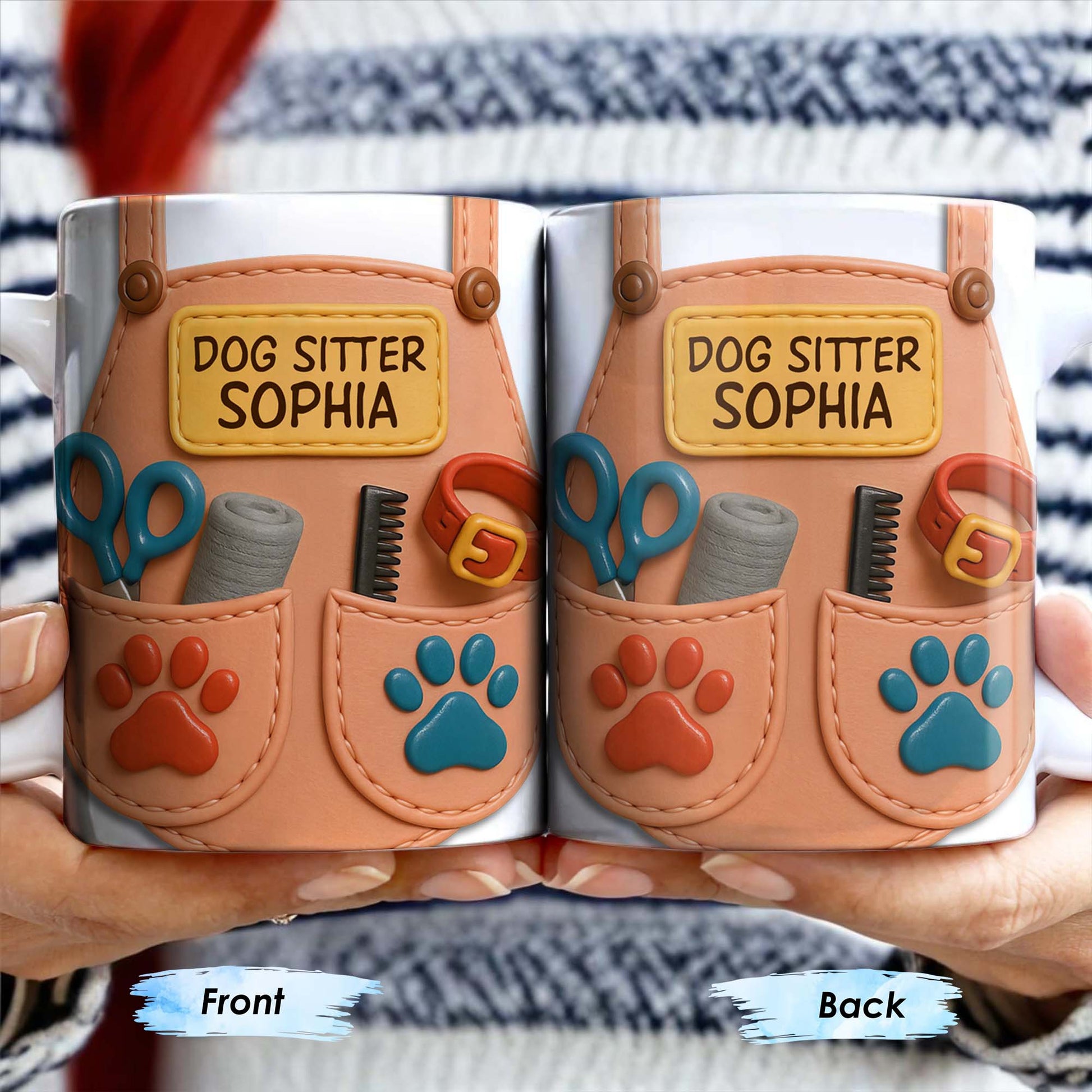 Dog Sitter Customizable Name With Paw Prints And Pet Care Essentials