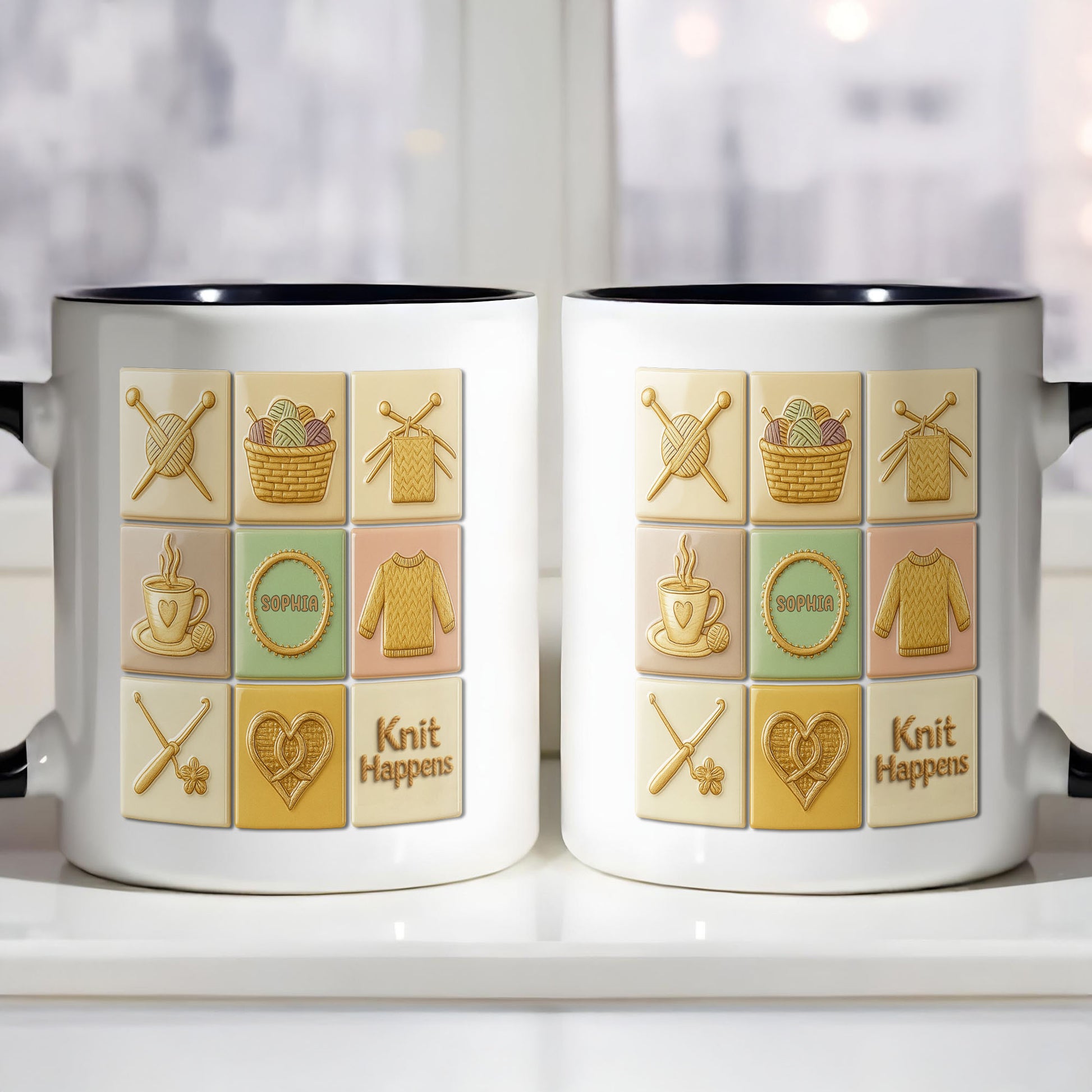 Knit Happens With Knitting Needles And Yarn Basket