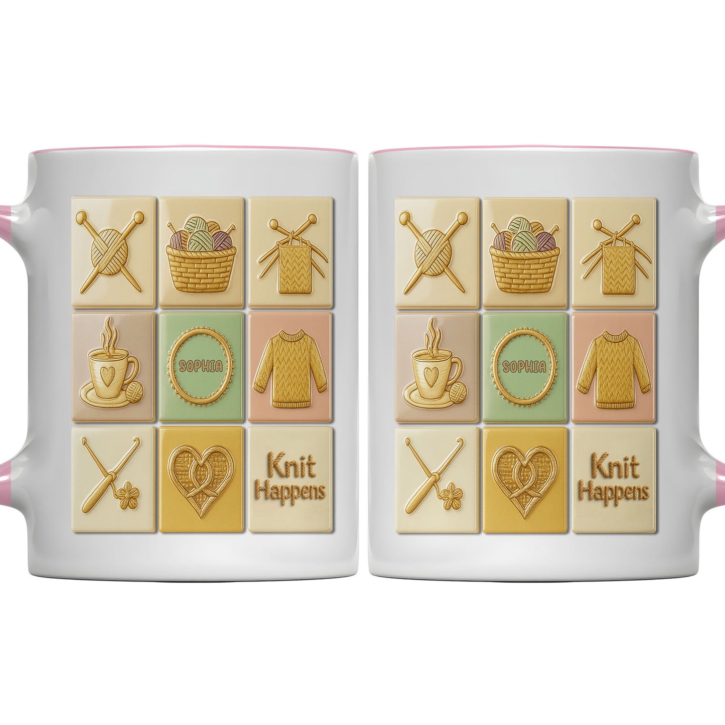 Knit Happens With Knitting Needles And Yarn Basket