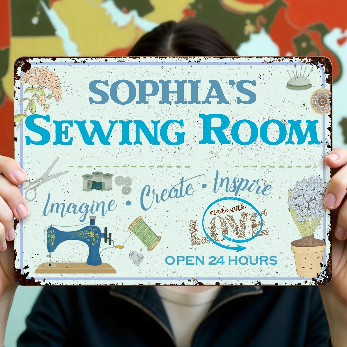 Imagine Create Inspire Sewing Room Sign