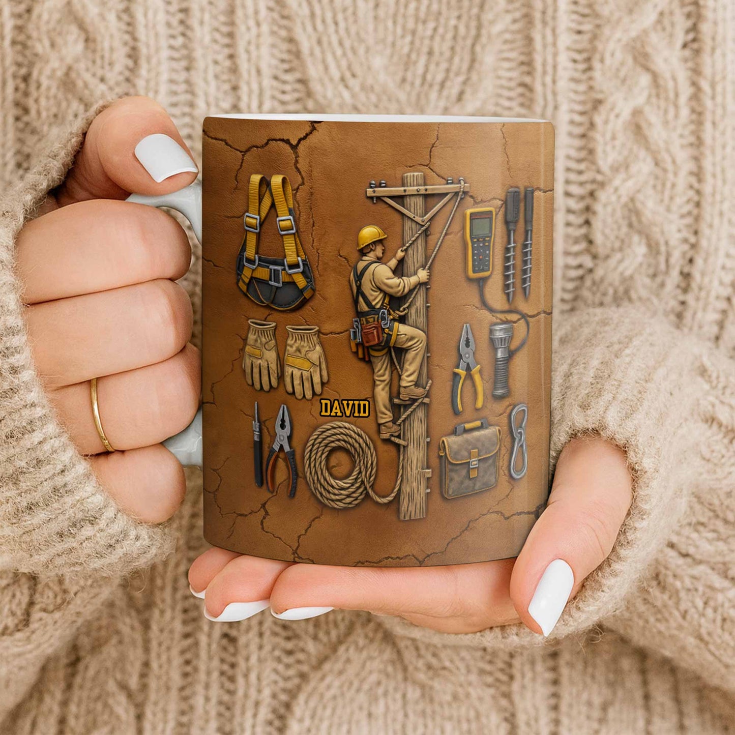 Personalized Mug With Essential Tools And Helmet