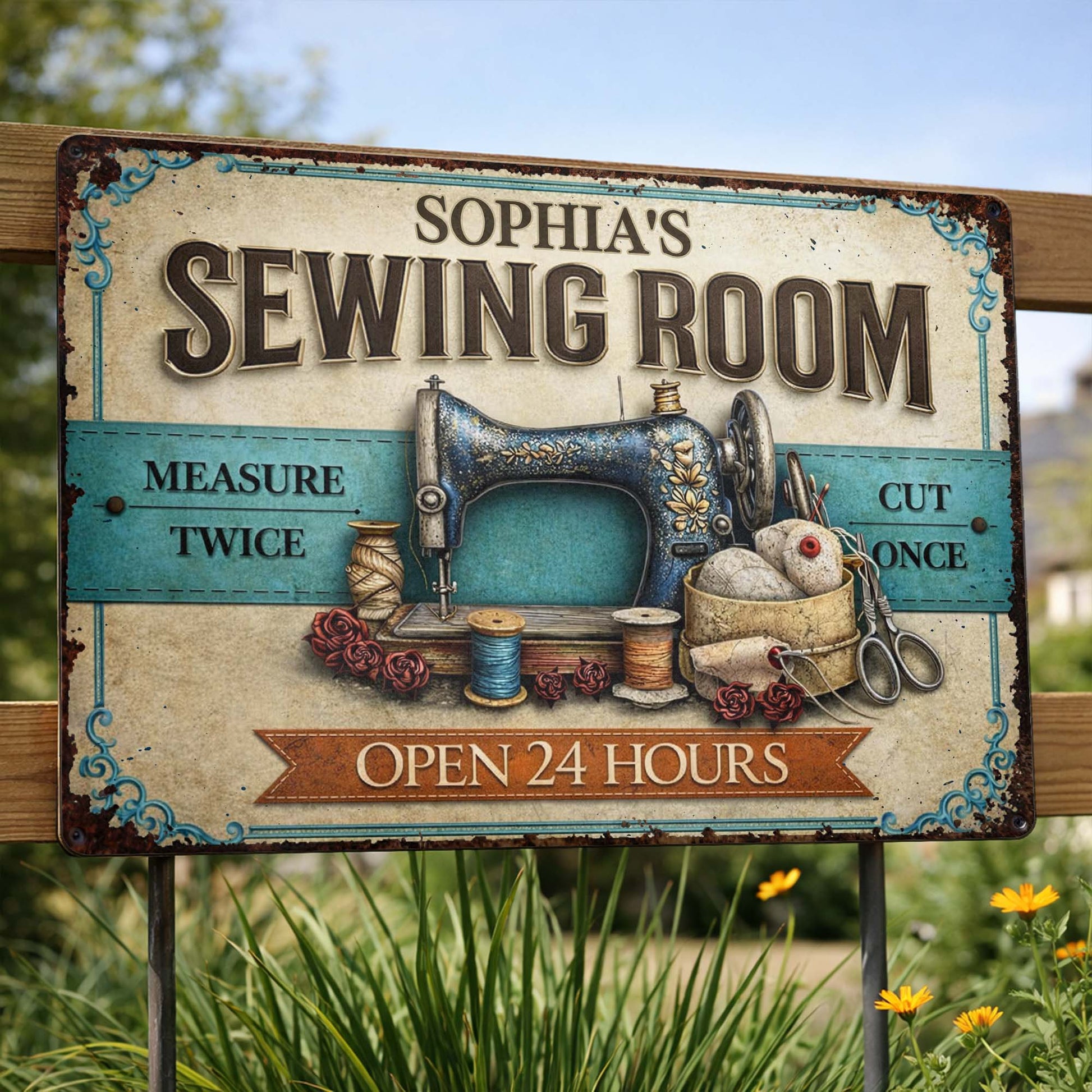 Measure Twice Cut Once Open 24 Hours Sewing Theme