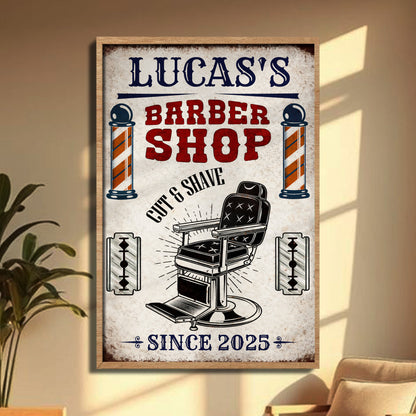 Cut & Shave Barber Shop Poster - Personalized Custom Vertical Poster - JBS018_VPOS