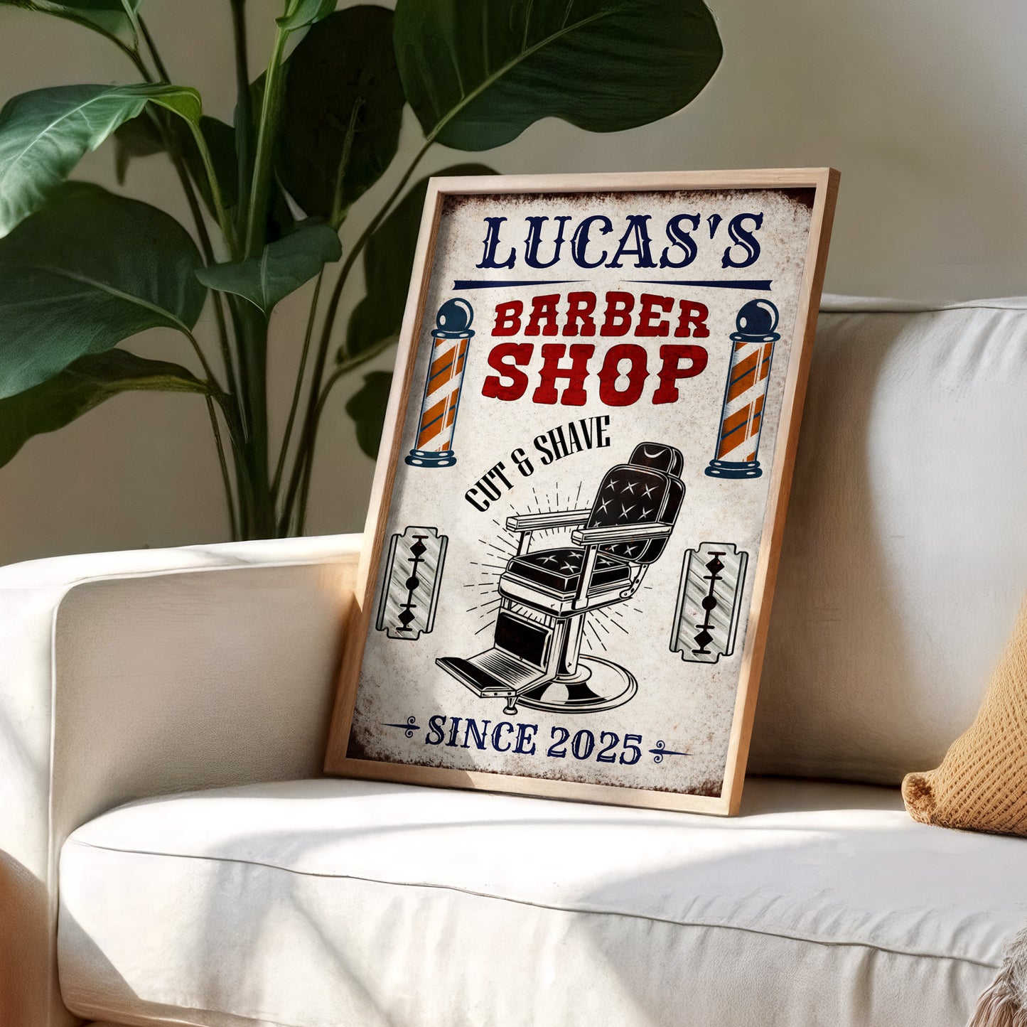 Cut & Shave Barber Shop Poster - Personalized Custom Vertical Poster - JBS018_VPOS
