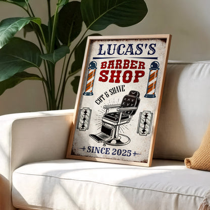 Cut & Shave Barber Shop Poster - Personalized Custom Vertical Poster - JBS018_VPOS