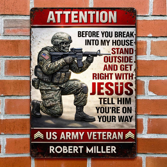 Attention Get Right With Jesus, Soldier and American Flag