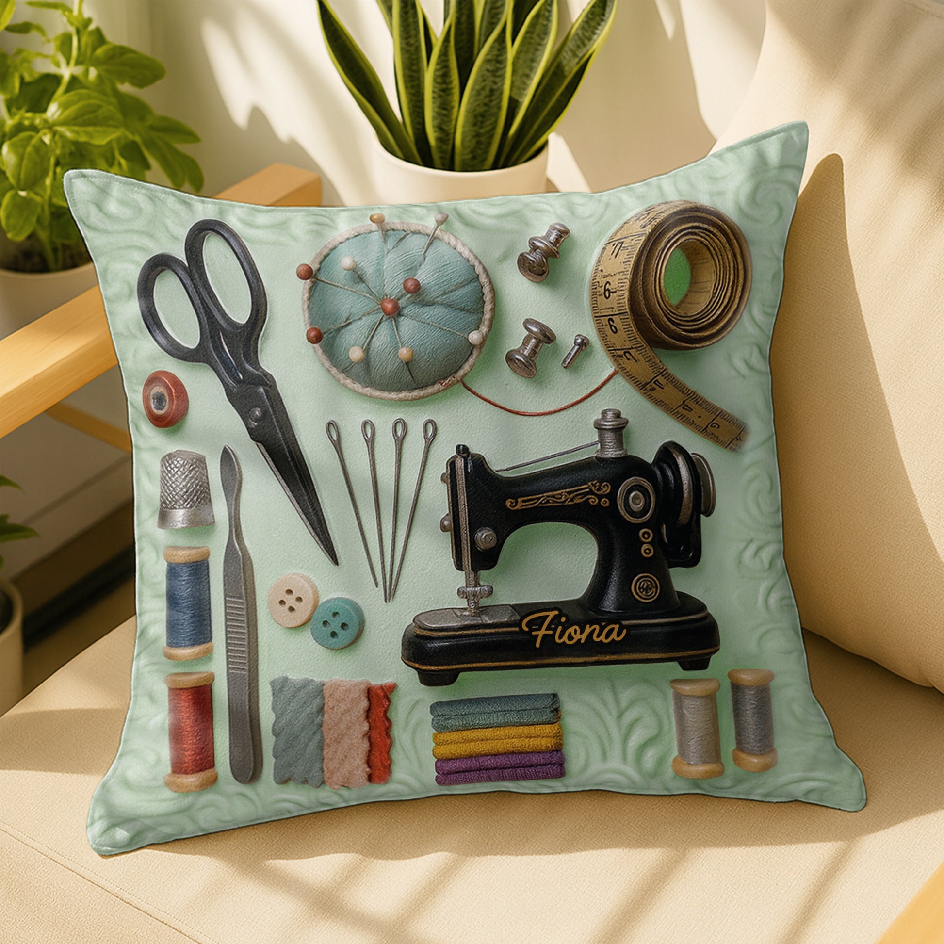 Celebrate Your Creativity, Sewing Machine And Tools Pillow