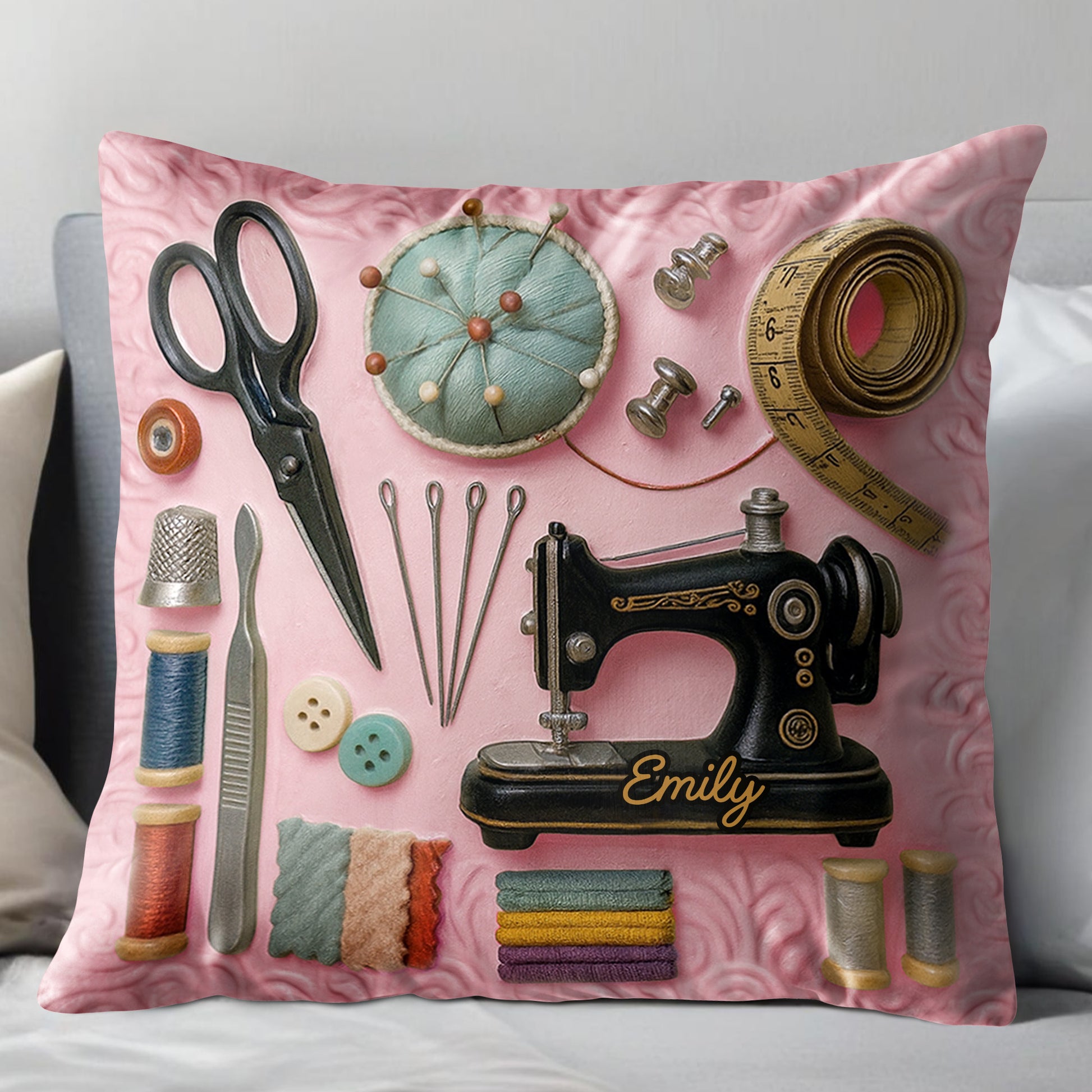 Celebrate Your Creativity, Sewing Machine And Tools Pillow