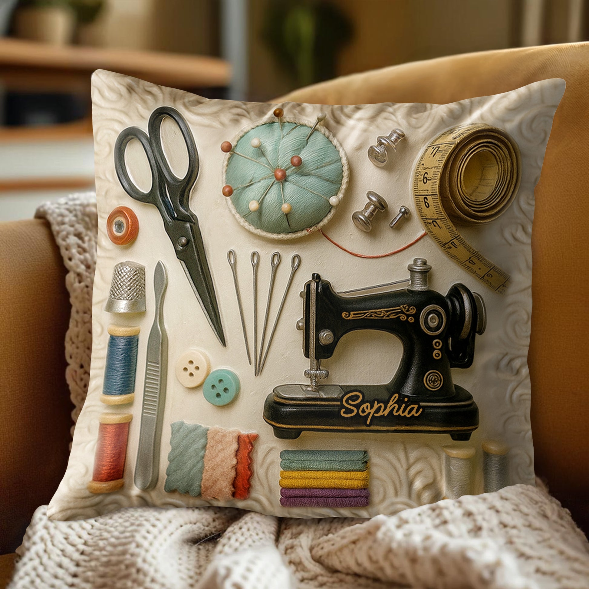 Celebrate Your Creativity, Sewing Machine And Tools Pillow