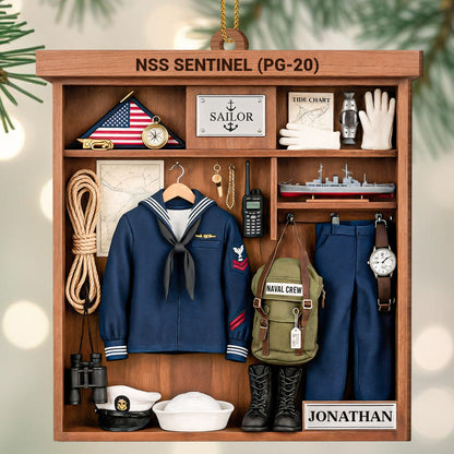 Celebrate A Proud Navy Tradition With Custom Sailor Elements - Personalized Custom Wood Ornament, Custom Shaped - JBS029_WDO