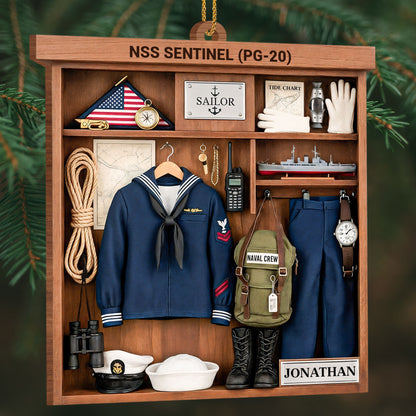 Celebrate A Proud Navy Tradition With Custom Sailor Elements - Personalized Custom Wood Ornament, Custom Shaped - JBS029_WDO