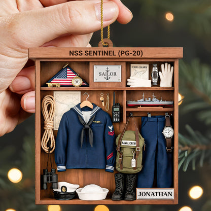 Celebrate A Proud Navy Tradition With Custom Sailor Elements - Personalized Custom Wood Ornament, Custom Shaped - JBS029_WDO