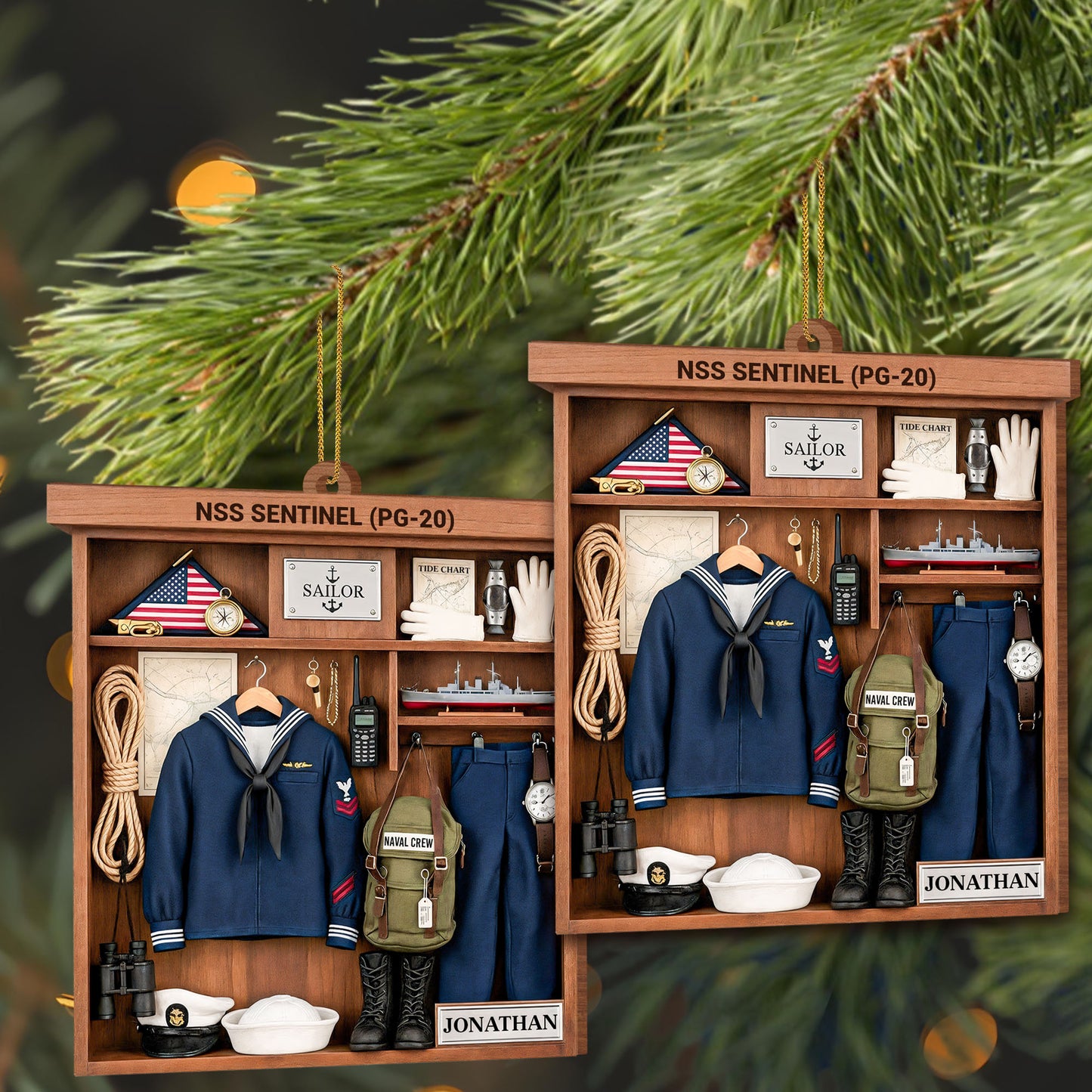 Celebrate A Proud Navy Tradition With Custom Sailor Elements - Personalized Custom Wood Ornament, Custom Shaped - JBS029_WDO