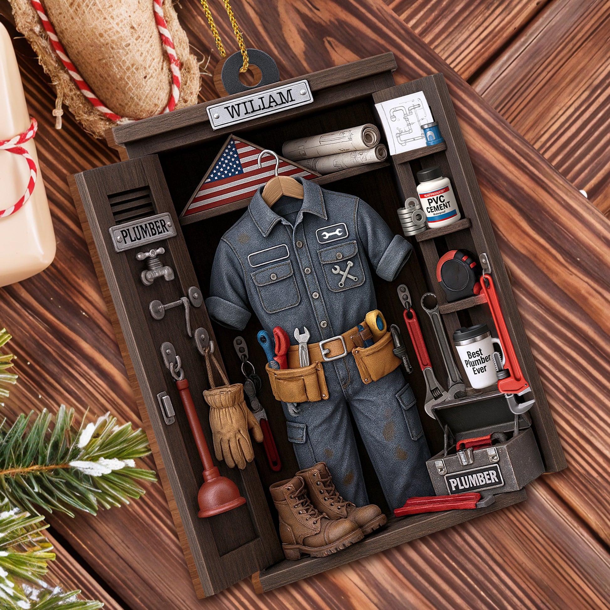 Celebrate The Craft Of Plumbing With Tools And Uniform Ornament