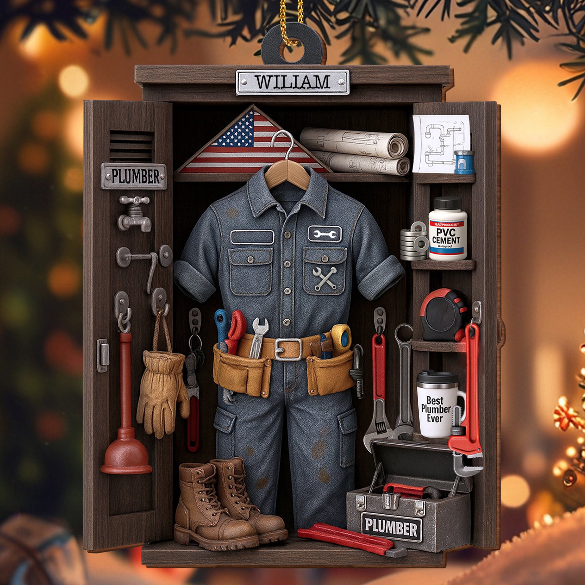 Celebrate The Craft Of Plumbing With Tools And Uniform Ornament