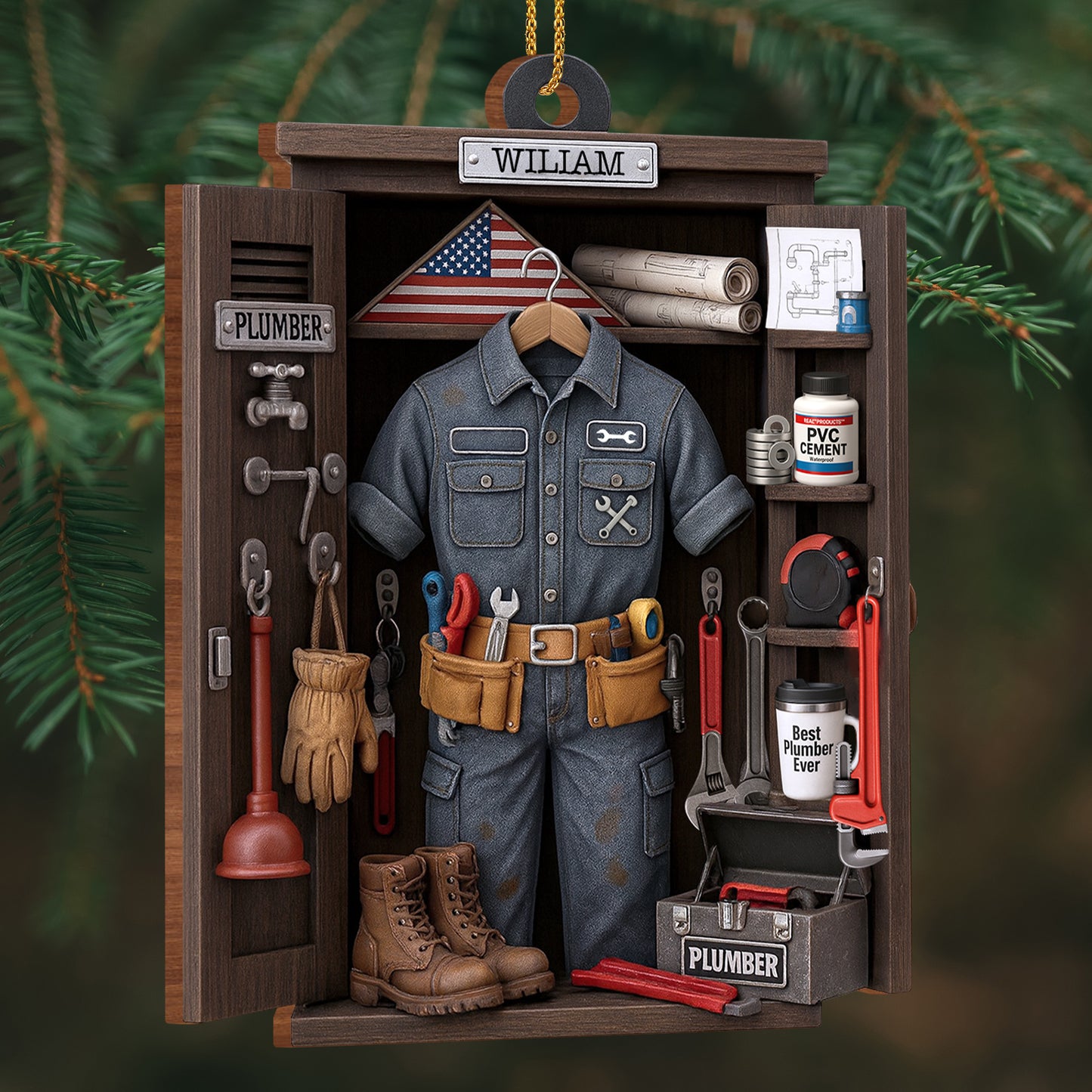 Celebrate The Craft Of Plumbing With Tools And Uniform Ornament