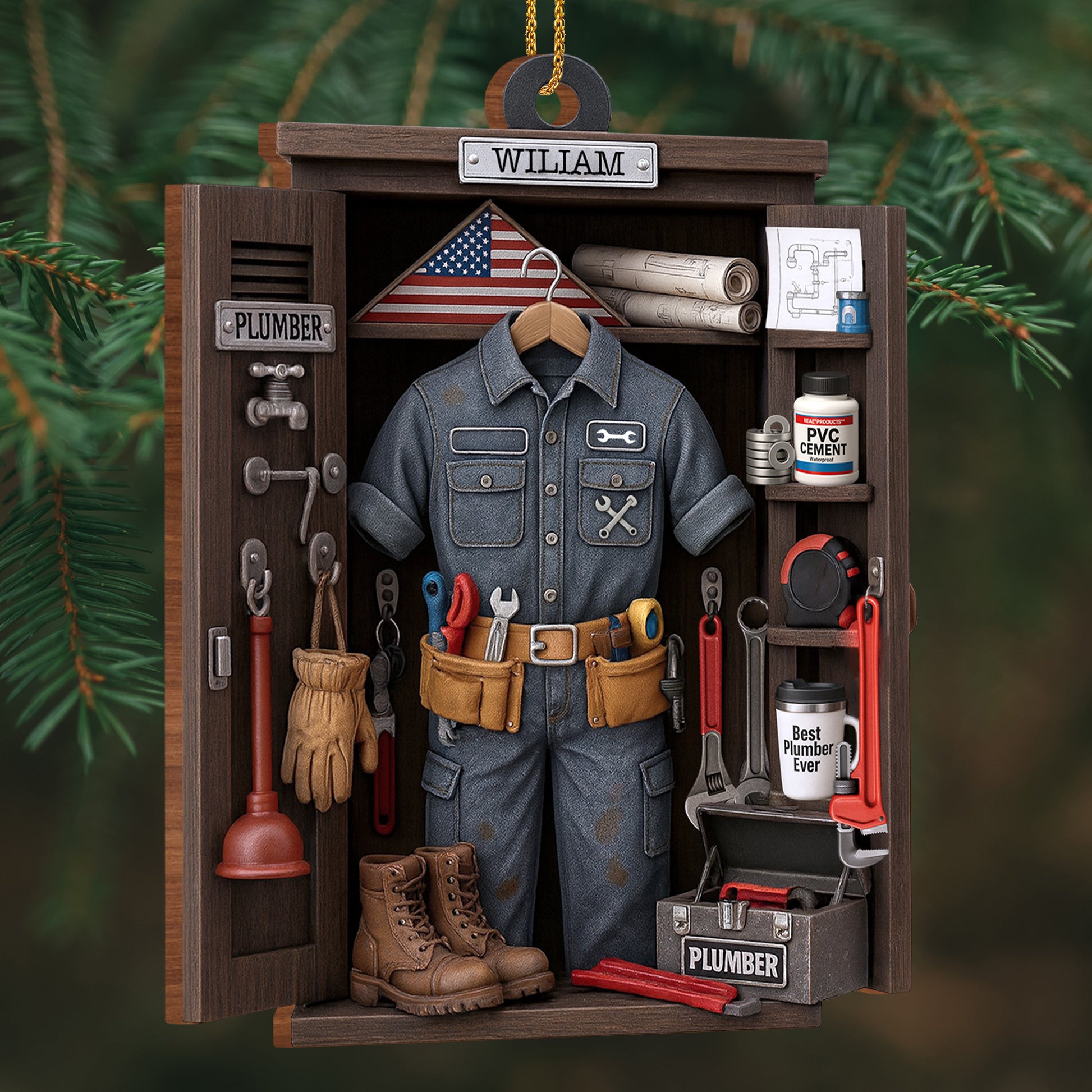 Celebrate The Craft Of Plumbing With Tools And Uniform Ornament