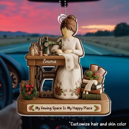 My Sewing Space Is My Happy Place, Sewing Machine And Fabrics