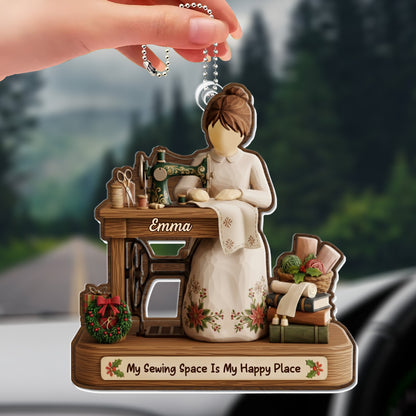 My Sewing Space Is My Happy Place, Sewing Machine And Fabrics