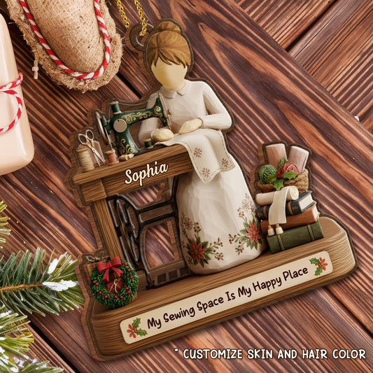 My Sewing Space Is My Happy Place, Sewing Machine And Scissors