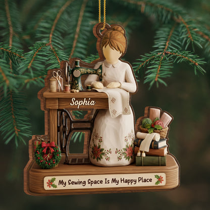 My Sewing Space Is My Happy Place, Sewing Machine And Scissors