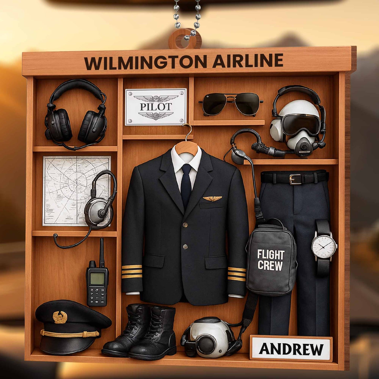 Pilot Essentials Display, Featuring Uniform And Flight Gear