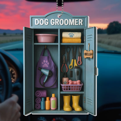 Customize Your Unique Dog Groomer Ornament Featuring Apron and Tools