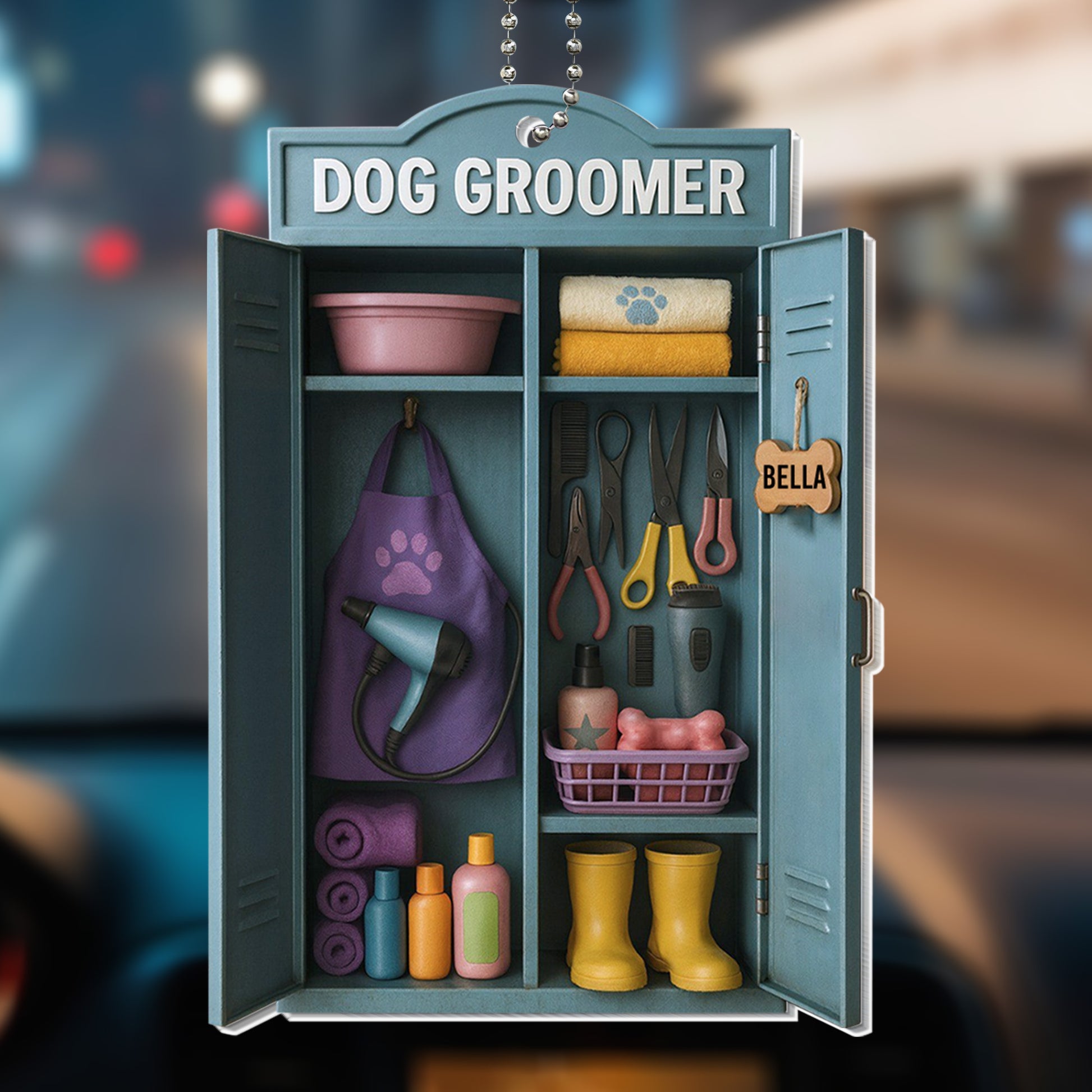 Customize Your Unique Dog Groomer Ornament Featuring Apron and Tools