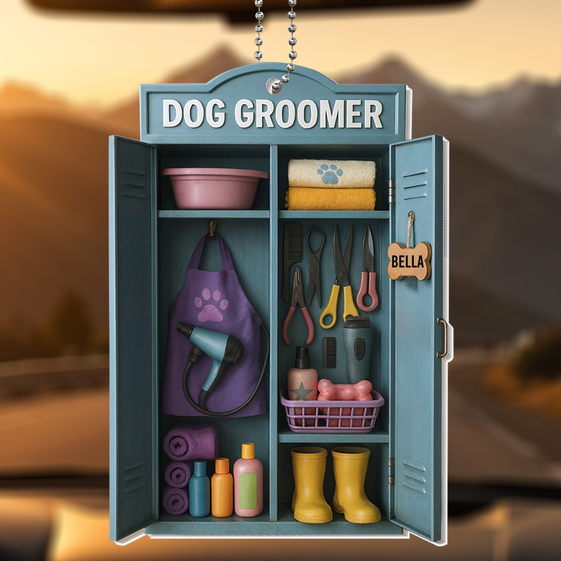 Customize Your Unique Dog Groomer Ornament Featuring Apron and Tools