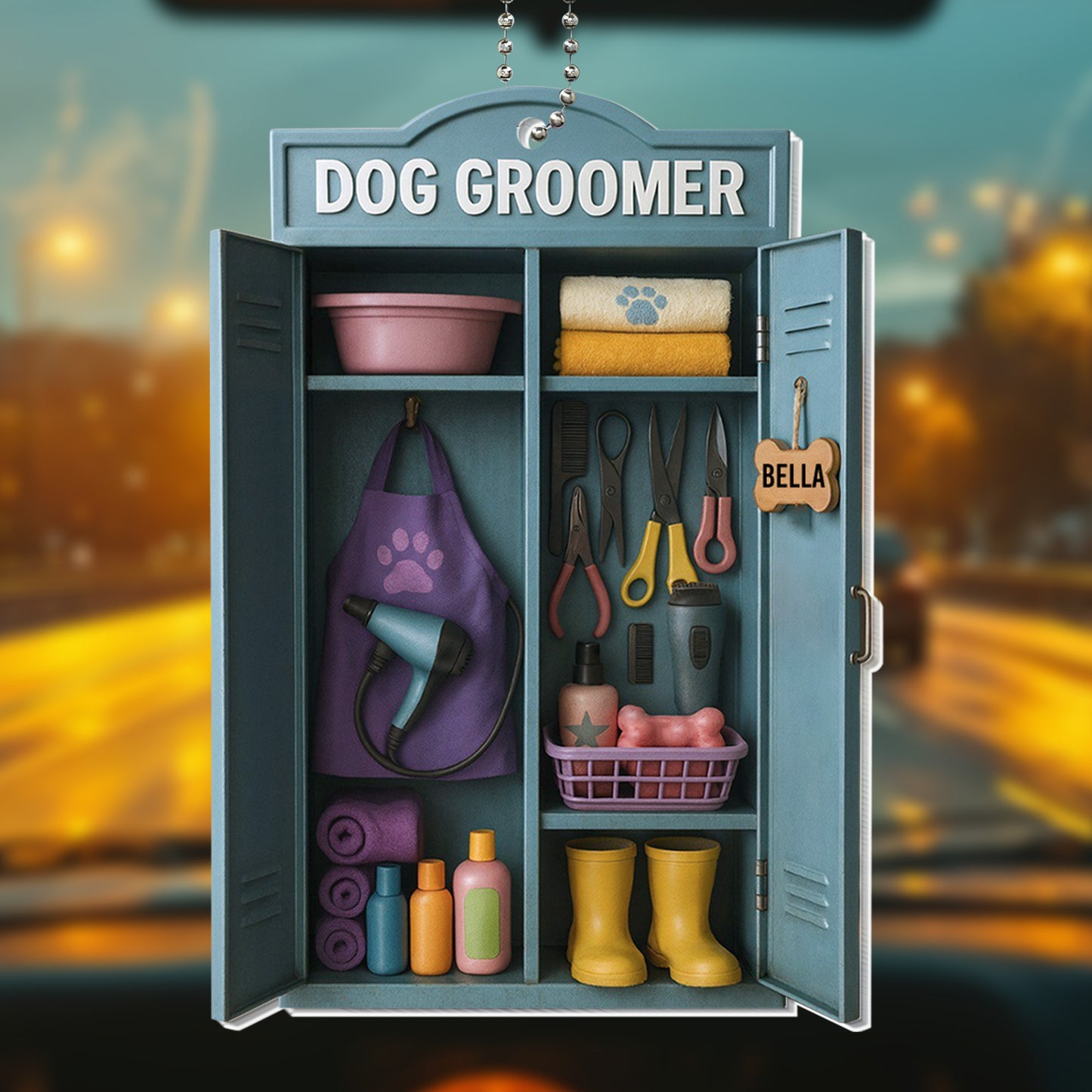 Customize Your Unique Dog Groomer Ornament Featuring Apron and Tools
