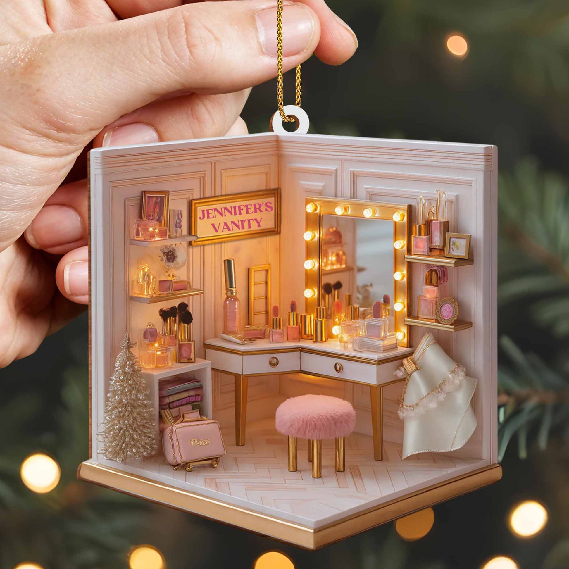 Delicate Makeup Vanity Ornament Celebrating Style
