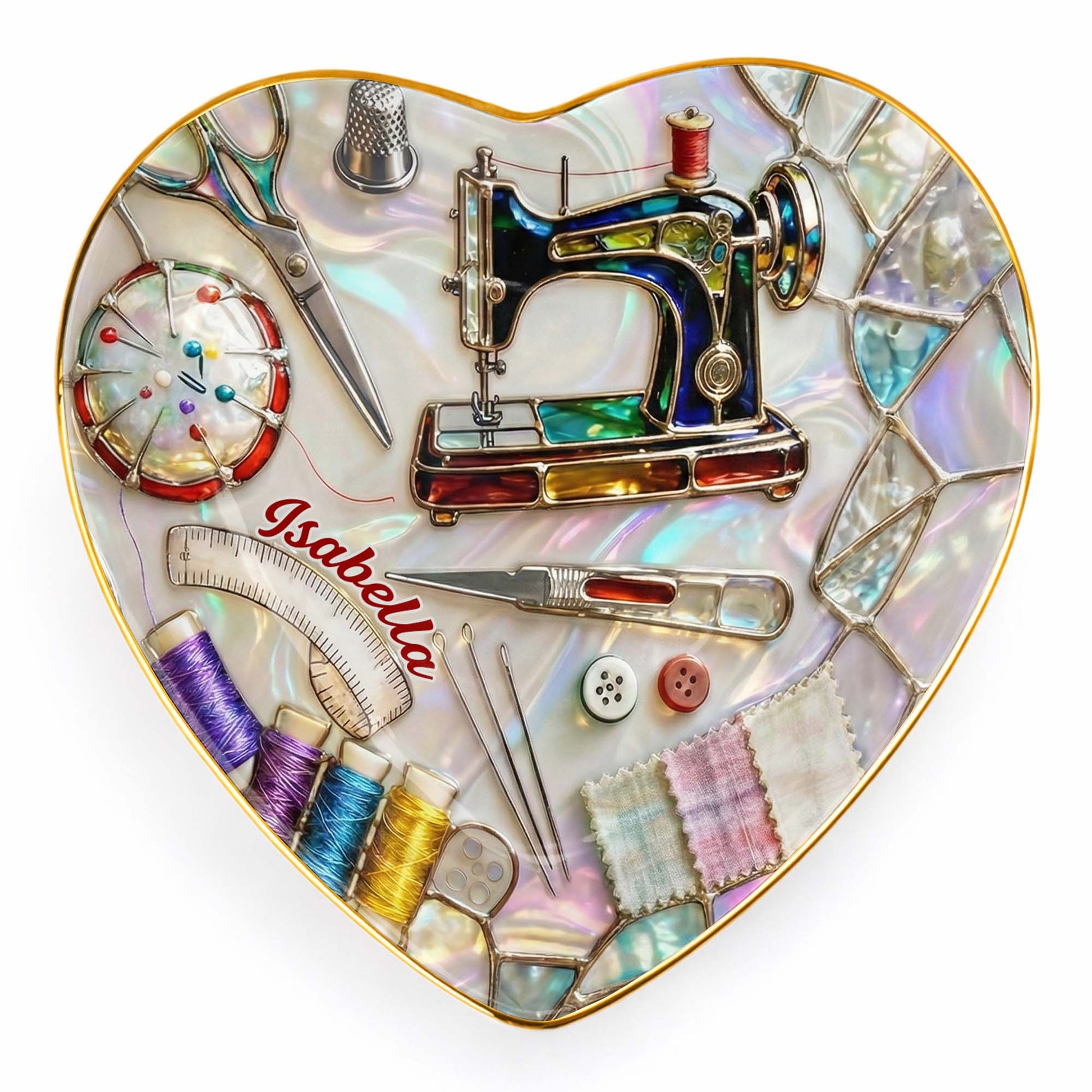 Creative Soul Sewing Machine And Crafting Tools Ceramic Dish