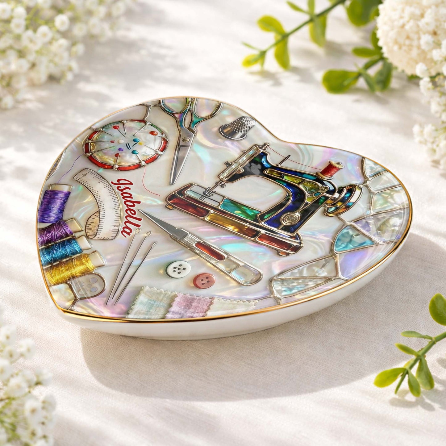 Creative Soul Sewing Machine And Crafting Tools Ceramic Dish