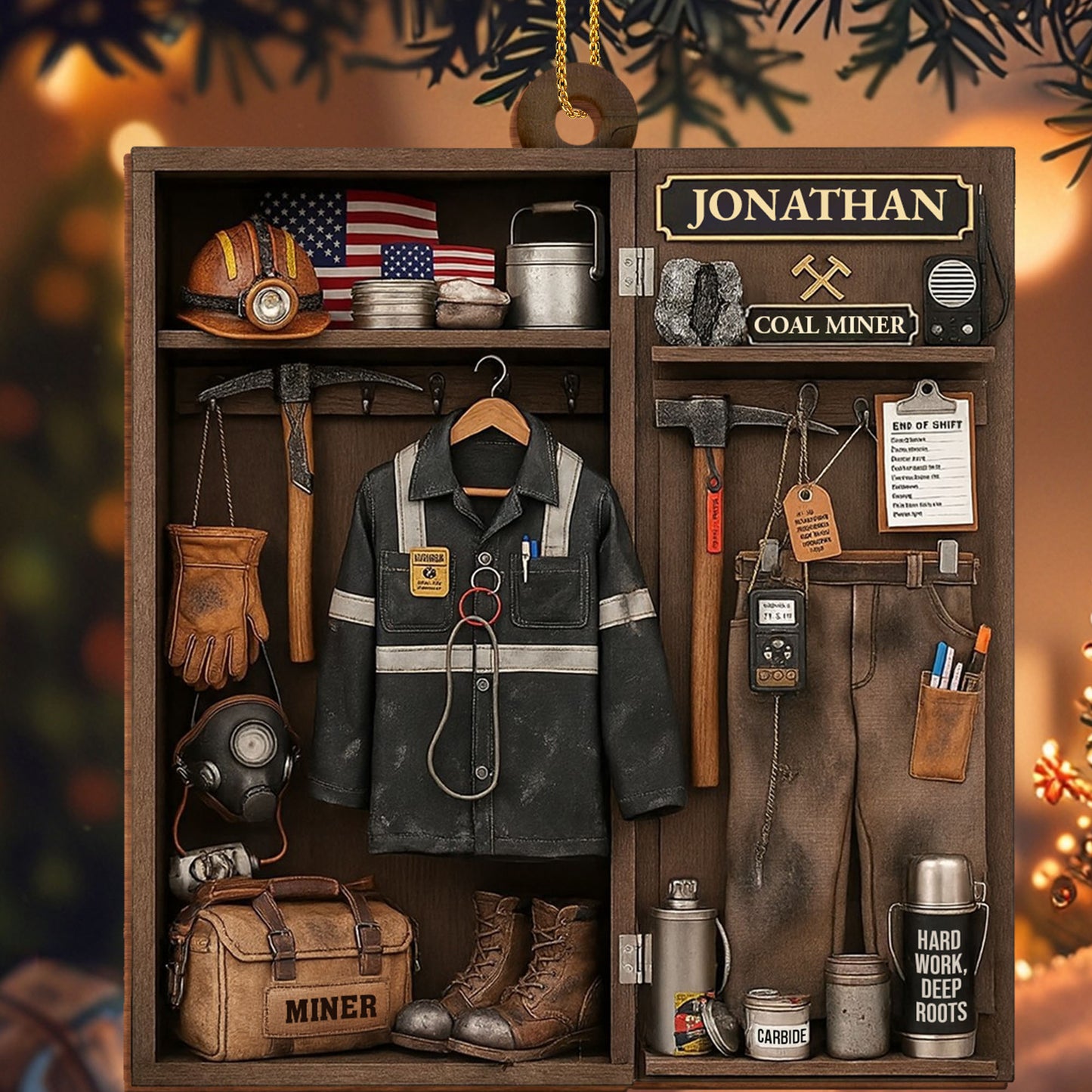 Best Wishes To My Dear Coal Miner - Personalized Custom Wood Ornament, Custom Shaped - JBS045_WDO