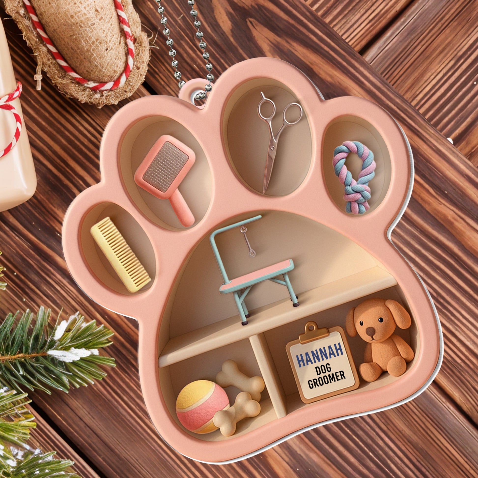 Personalize Your Pet Grooming Ornament With Tools And Toy