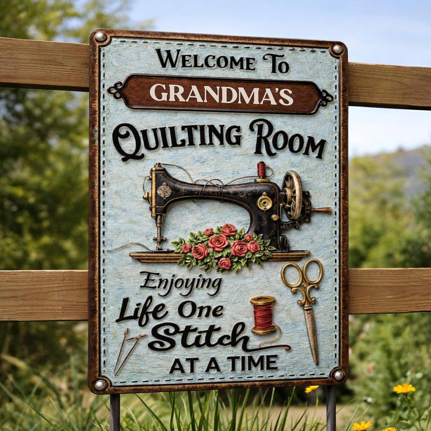 Welcome To Grandma's Quilting Room, Enjoy Life One Stitch At A Time