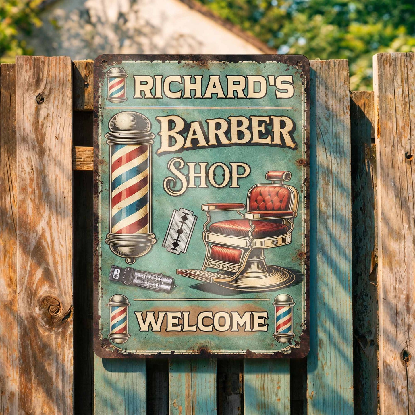Welcome To Our Barber Shop Featuring Classic Barber Tools