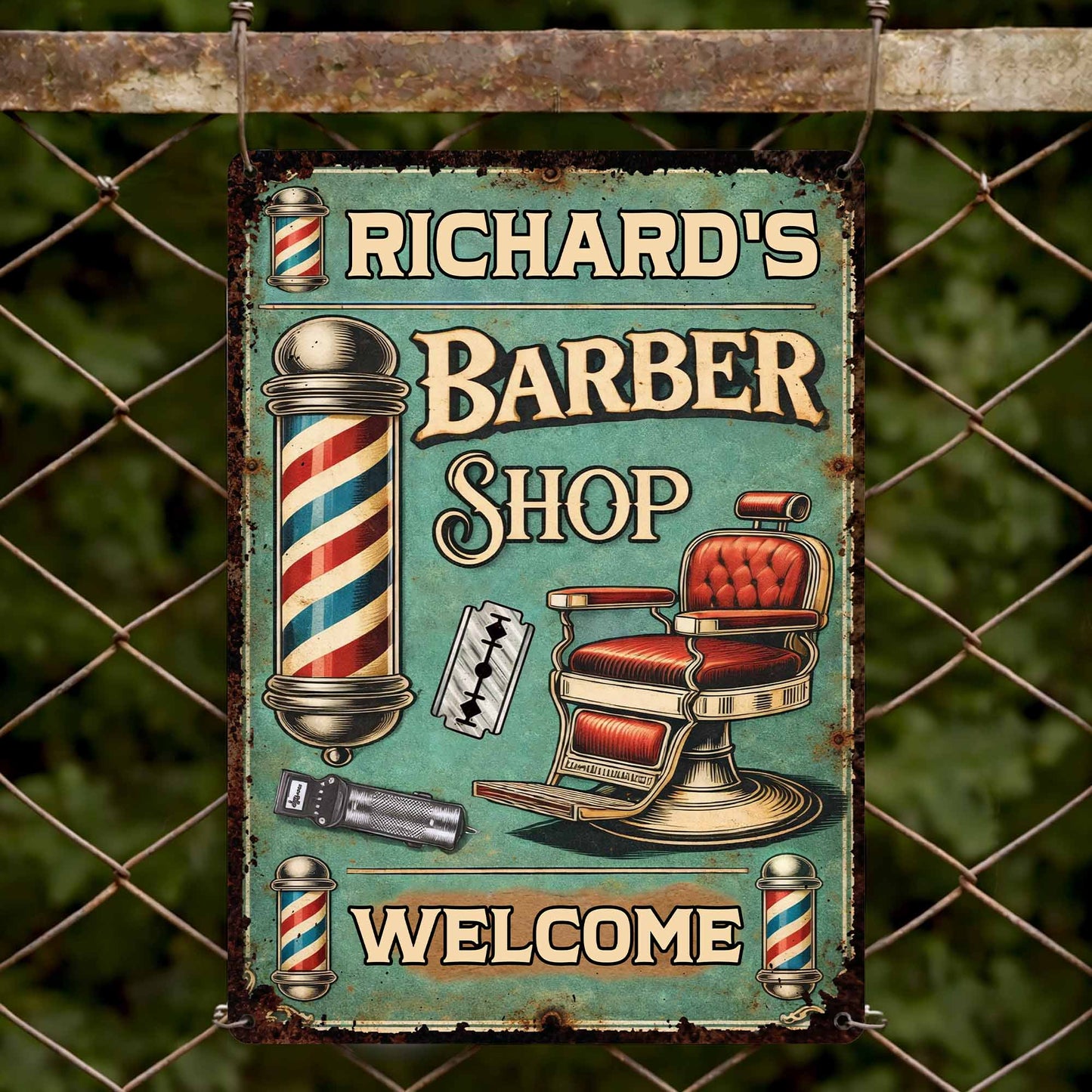 Welcome To Our Barber Shop Featuring Classic Barber Tools