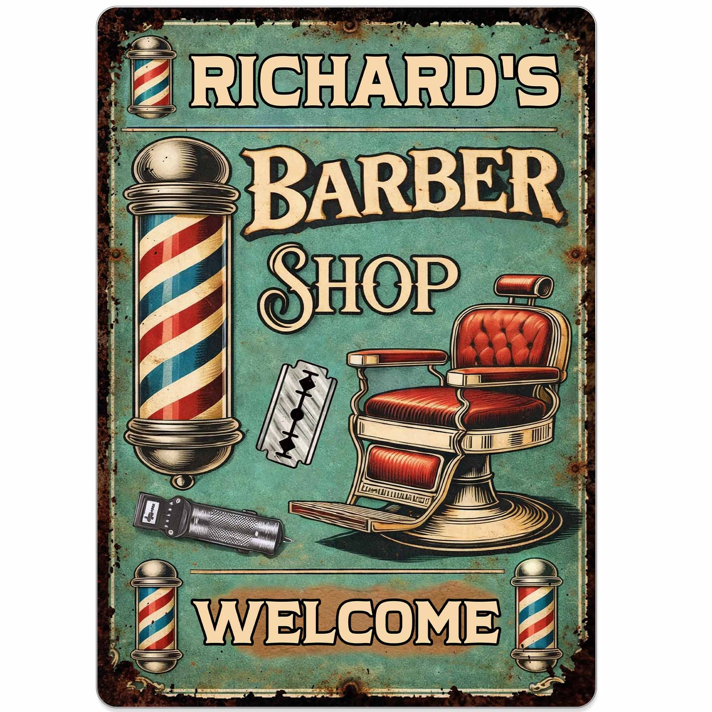 Welcome To Our Barber Shop Featuring Classic Barber Tools