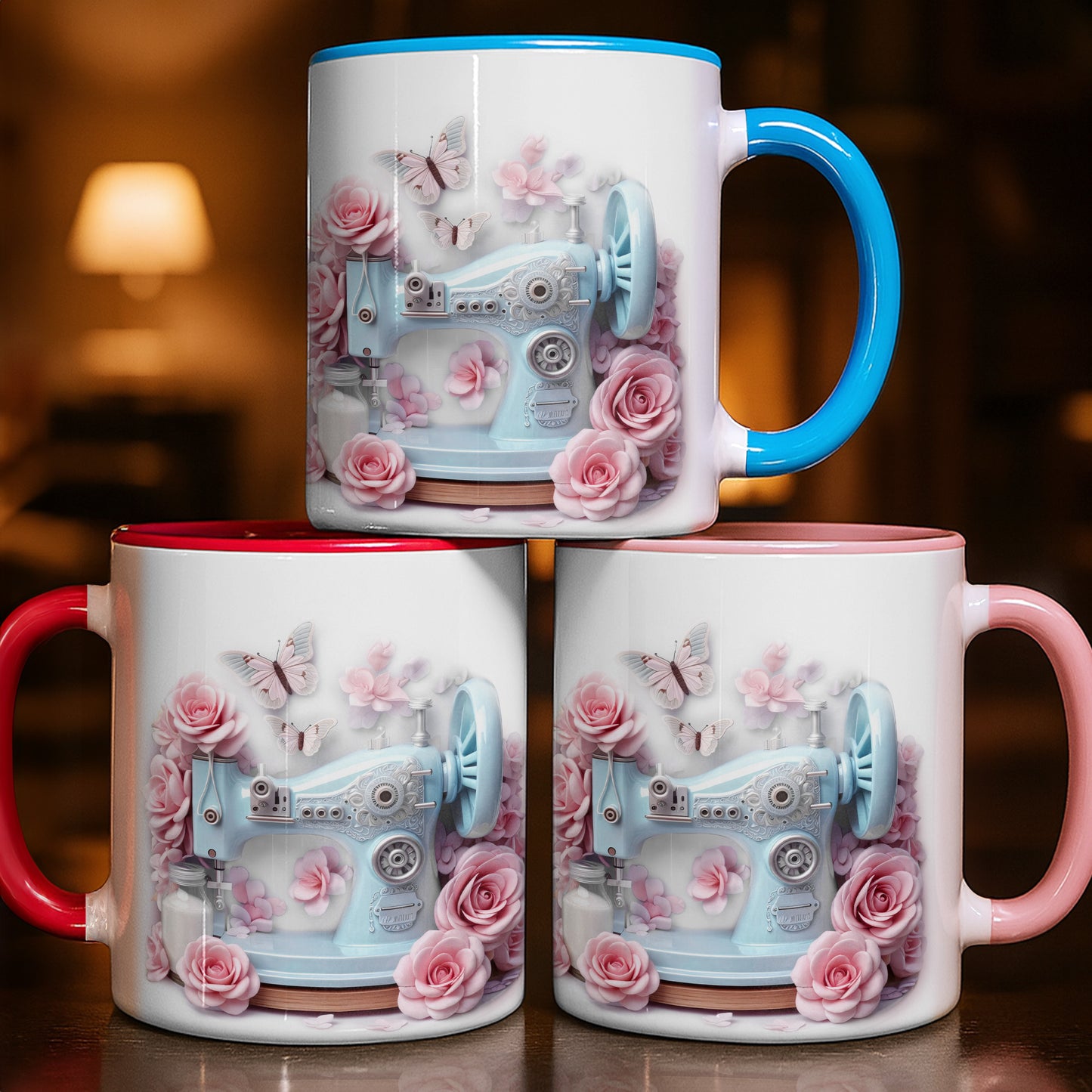 Celebrate Creativity With Sewing Machine and Roses Design